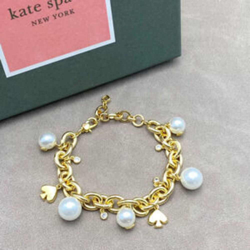 kate spade Chunky Chain Heart Pearl Multi Pendant Bracelet